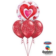 Bouquet 695 Ruby Red Hearts & Valentine Bubble #33909 76876-3